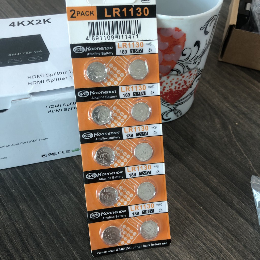 Vỉ 10 viên pin Cúc áo AG10 LR1130 LR54 cho đồng hồ đeo tay, máy tính cầm tay