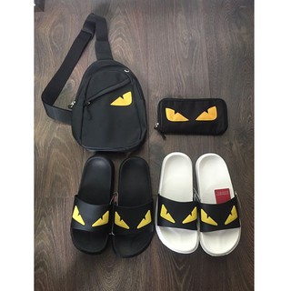 COMBO 3 món: Dép quai ngang Fendi + Túi đeo chéo Fendi + Ví dài Fendi