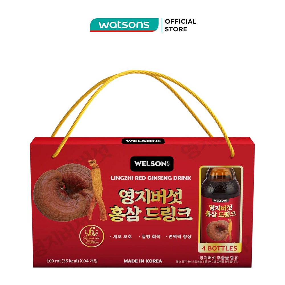 Nước Uống Welson Linh Chi Hồng Sâm Lingzhi Red Ginseng Drink 10 Chai x 100ml
