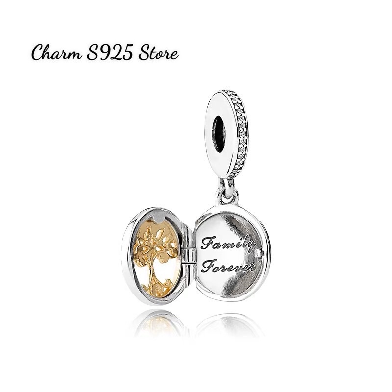 charm pan treo cây vàng phối trắng bạc s925 cao cấp
