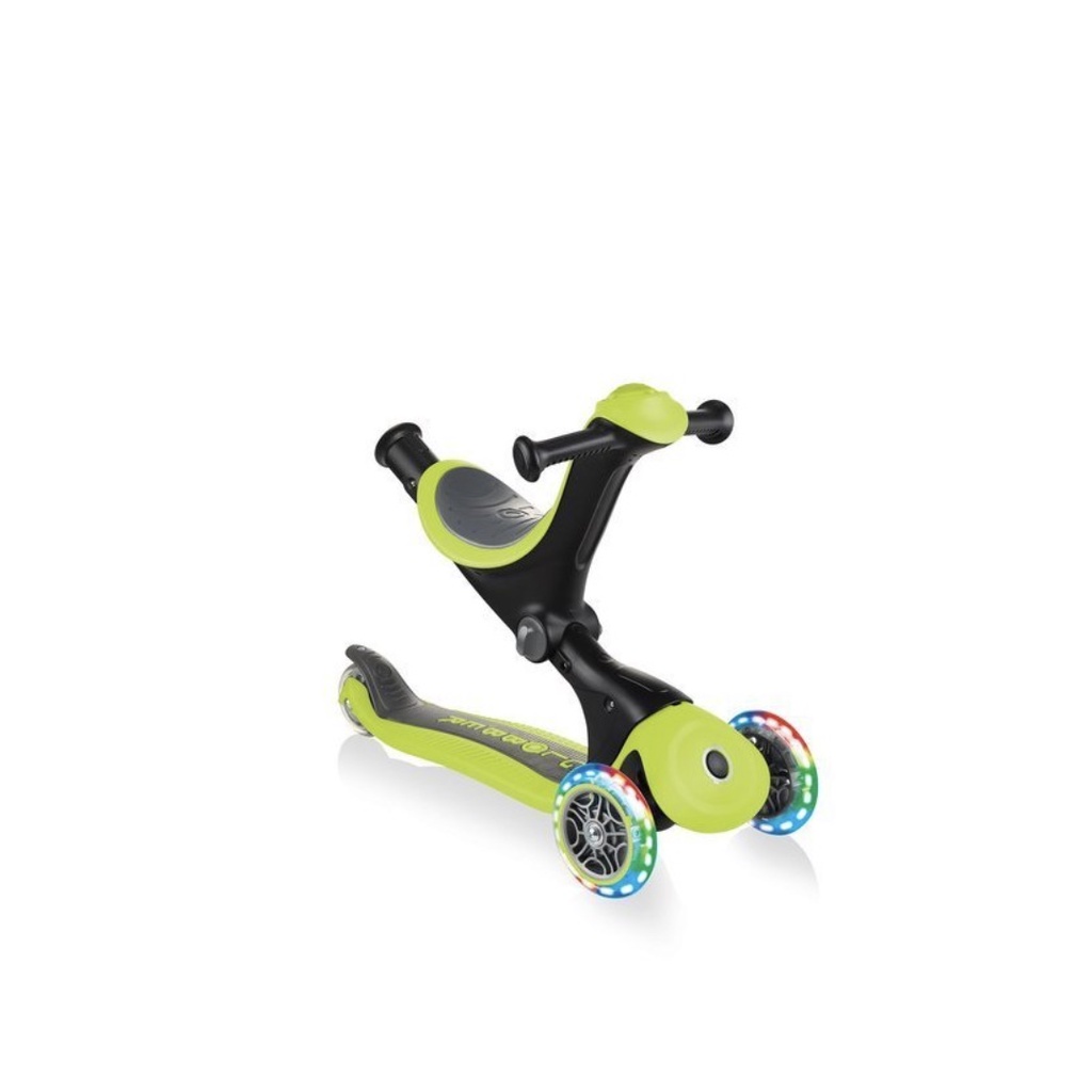 Xe trượt scooter 3 bánh có yên ngồi và bánh xe phát sáng Globber Go Up Deluxe cho bé từ 15 tháng đến 9 tuổi - Xanh lá