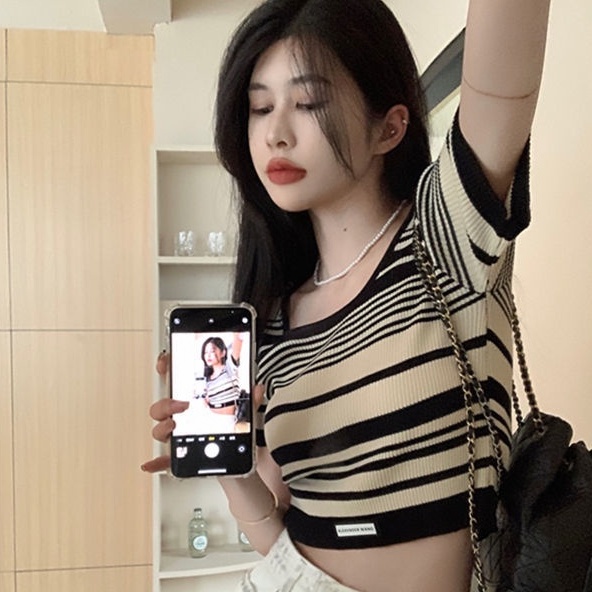 Áo Thun NgắN Tay Kẻ SọC Đơn GiảN Cho Nữ JL-TX-259