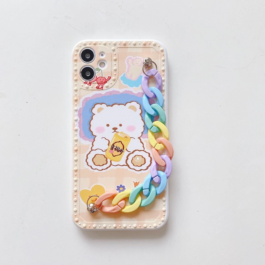 Ốp lưng hình gấu có chuỗi đeo cổ tay chống rơi vỡ cho iPhone7 7 plus8 8plus xr x/xs xs max 11 11 pro 11 pro max | BigBuy360 - bigbuy360.vn