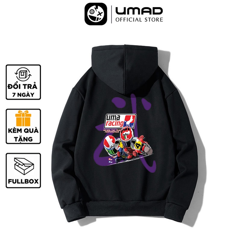 Áo khoác dây kéo UMAD unisex racing biker Uma nam nữ vải da cá cao cấp co giãn 4 chiều, thoáng mát