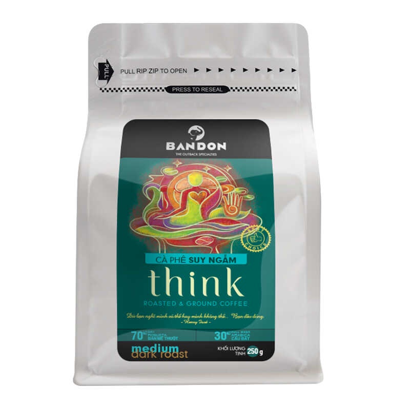 Cà phê phin nguyên chất rang xay mộc sạch BANDON THINK đắng dịu, thơm ngát 30% Arabica Cầu Đất 70% Robusta Buôn Ma Thuột