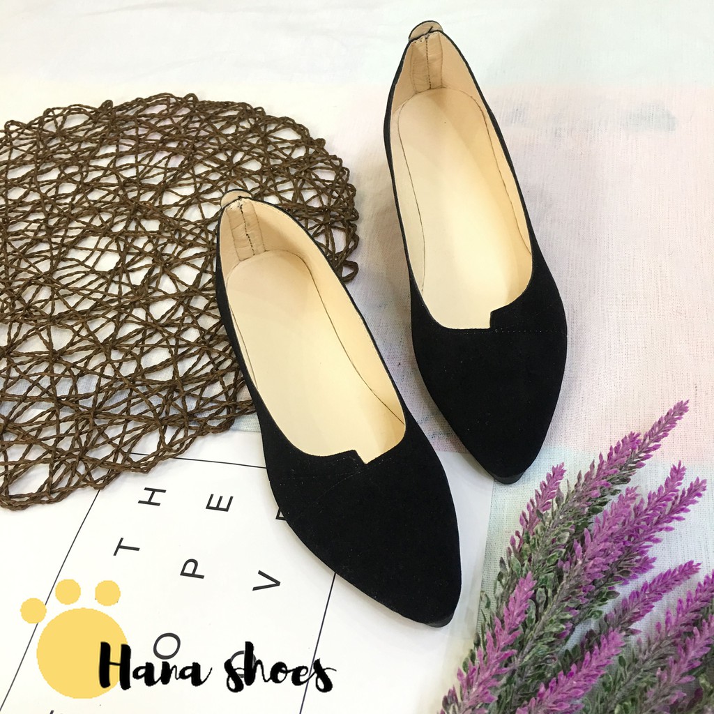 Hình thật_ OD1 Giày bệt búp bê nữ da lộn hàng Qc cao cấp