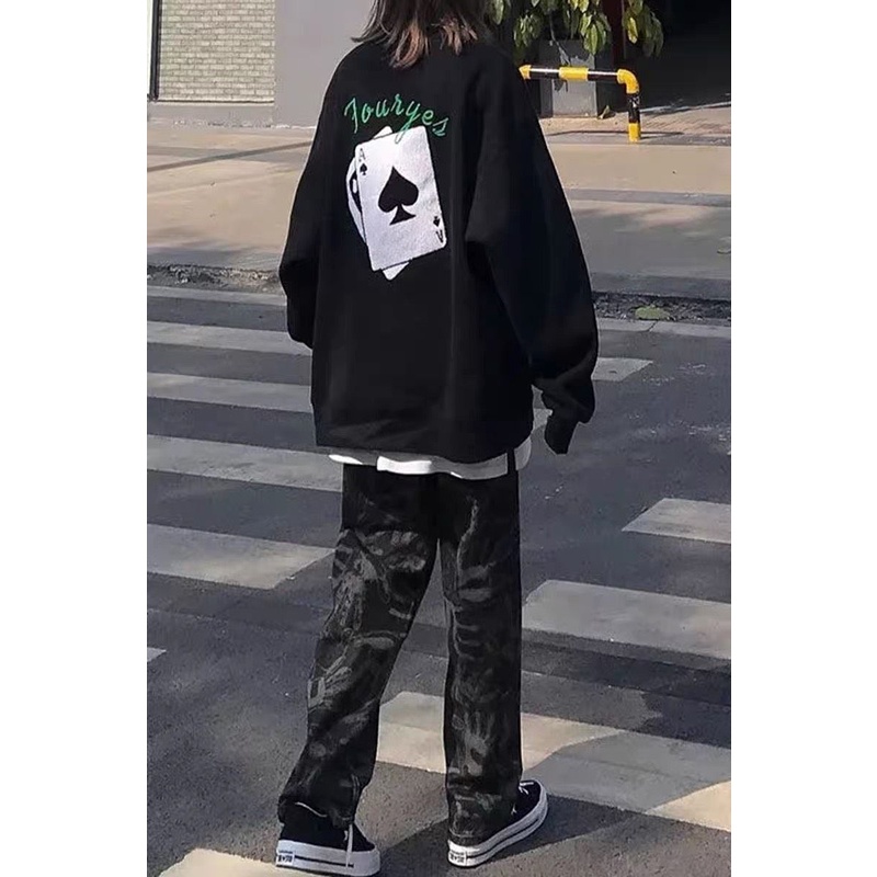 Áo Sweater JL Oversize Black Jack, JACKLANE, Áo nỉ chui đầu Unisex Jack Lane