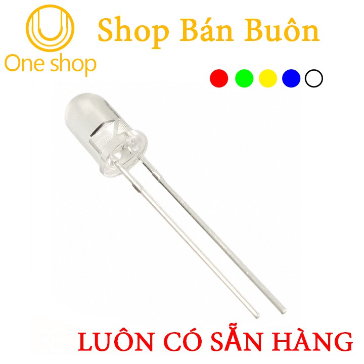 Led Đơn 5mm Siêu Sáng Gói 100 Bóng - Chân Dài