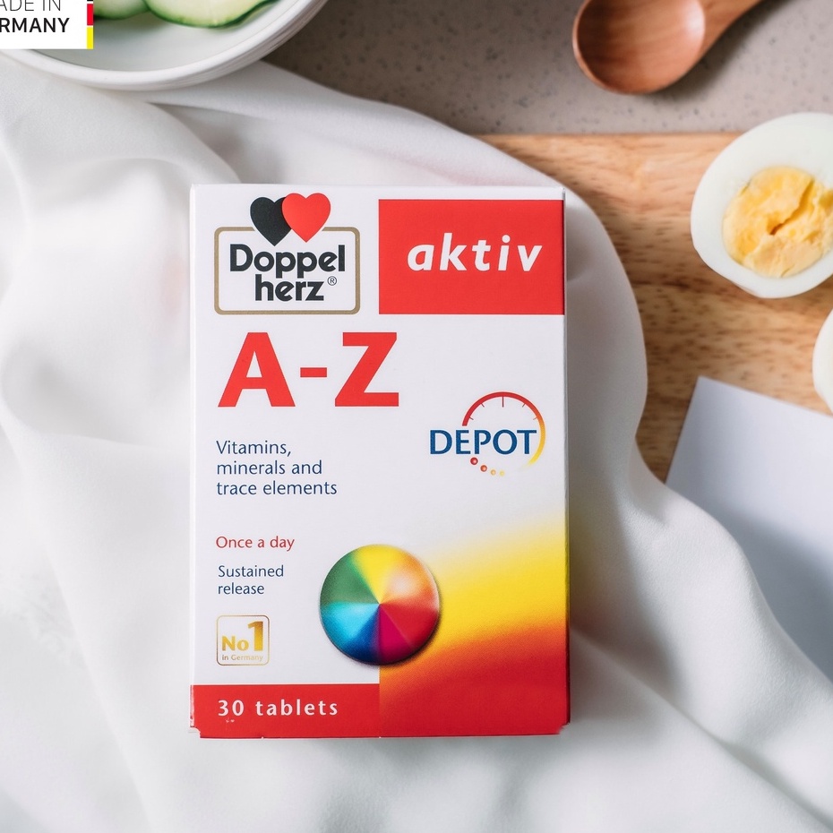 Liệu trình 03 tháng bổ sung vitamin và khoáng chất, tăng cường đề kháng Doppelherz Aktiv A-Z Depot (03 hộp, 30 viên/hộp)