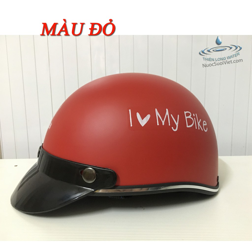 Mũ Bảo Hiểm In Hình I Love My Bike - Nón Bảo Hiểm Kiểu Thái Chất Lượng Dành Cho Cả Nam Và Nữ
