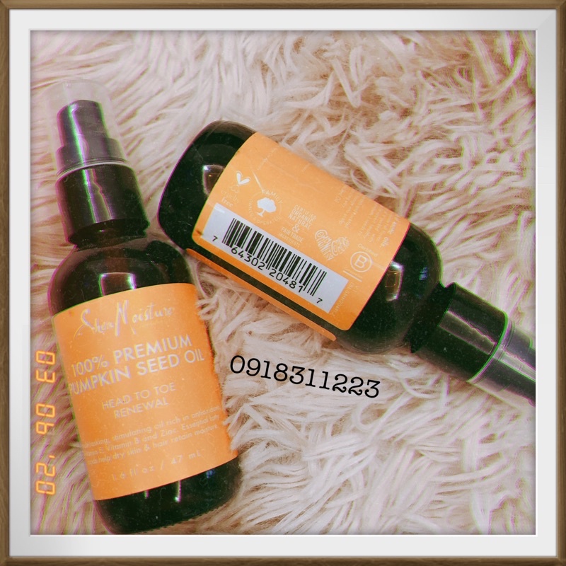 Dầu dưỡng Shea Moisture chiết xuất hạt bí đỏ organic 100% (bill Mỹ)-Lafbeauty