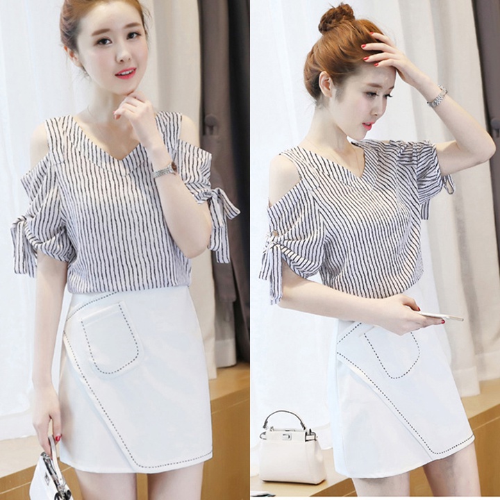 Áo Sơ Mi Nữ Kiểu Khoét Vai Cột Nơ_GS115 - 4125 (Size M - L - XL - XXL)