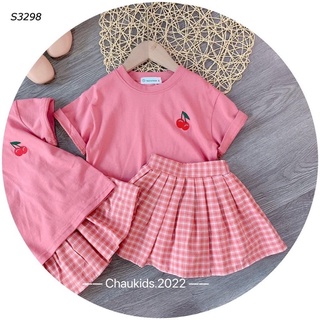 Set cherry cv kẻ cho bé gái