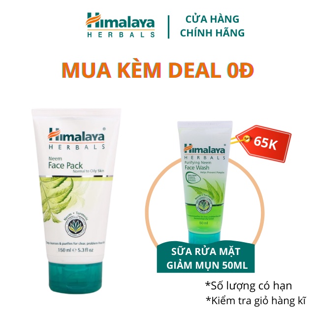 Mặt nạ đất sét lá neem loại bỏ mụn, bã nhờn và mờ thâm Himalaya Neem Face Pack 150ml