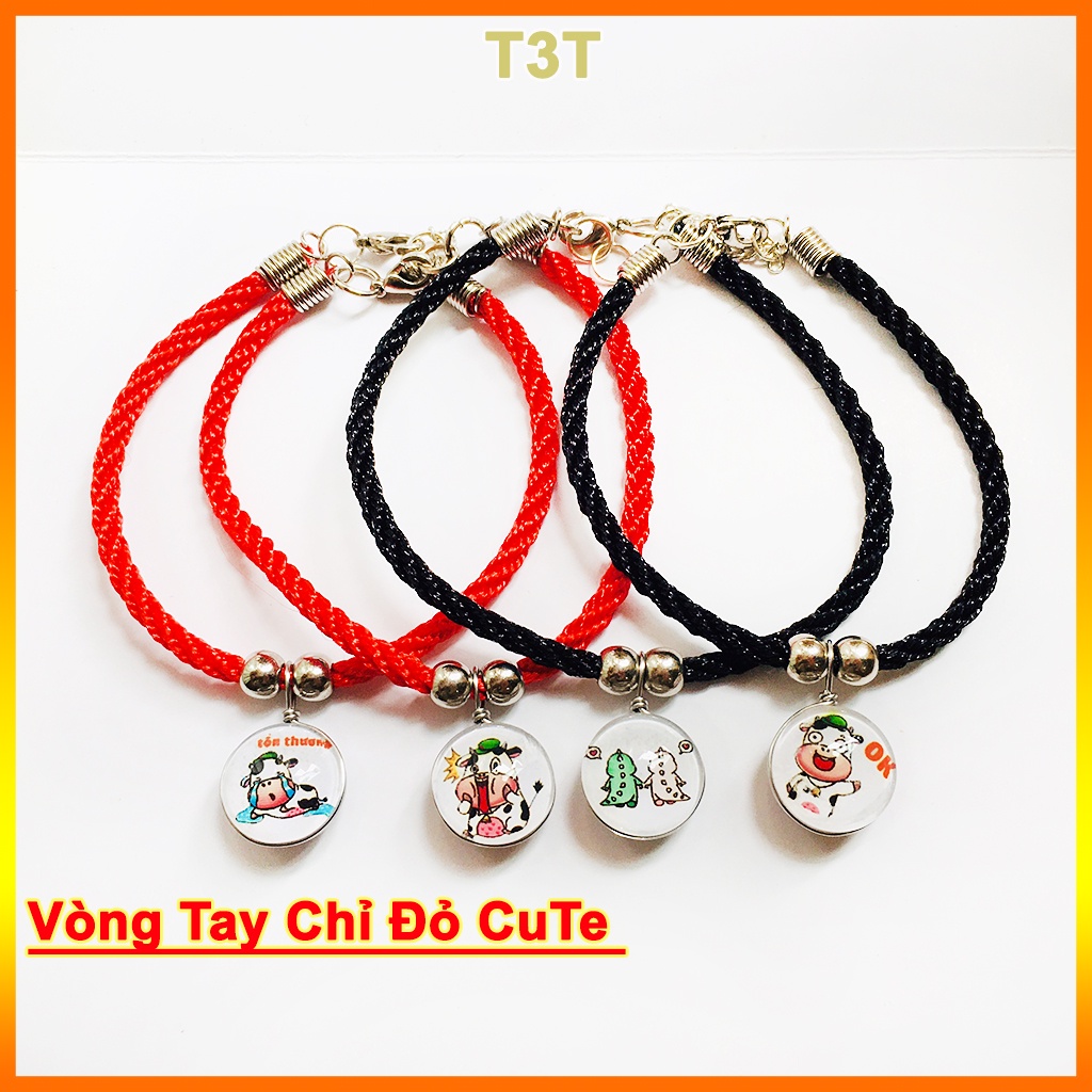 Vòng tay chỉ đỏ may mắn, Vòng handmade hình dễ thương hợp nam nữ có móc chắc chắn - T3T