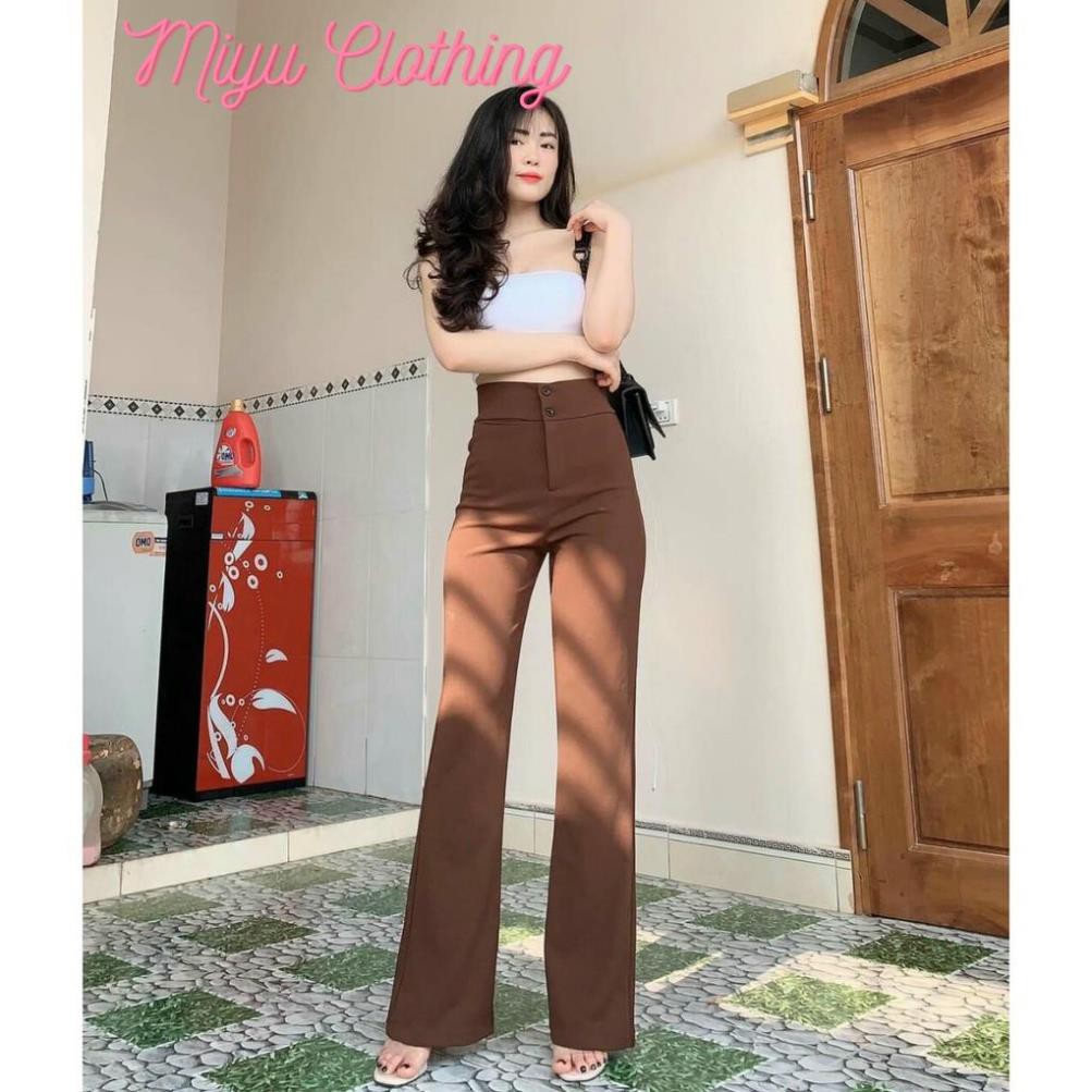 Quần ống loe Nữ cạp cao dáng dài quần legging nữ ôm ống loe nên from xinh tôn dáng chất liệu Vitex co giản MiyuClothing