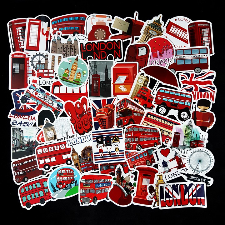 Bộ Sticker dán cao cấp chủ đề LONDON - Dùng dán Xe, dán mũ bảo hiểm, dán Laptop...