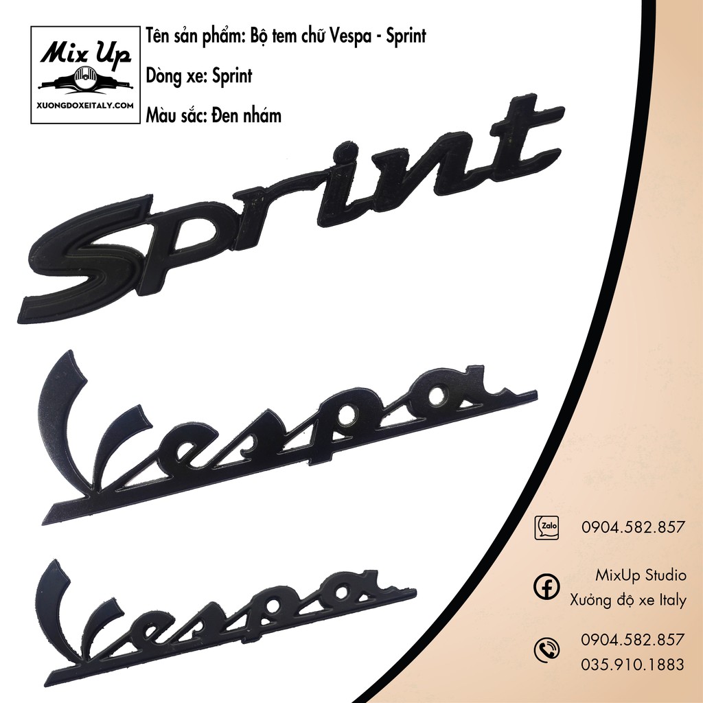 BỘ TEM CHỮ DÒNG XE VESPA SPRINT