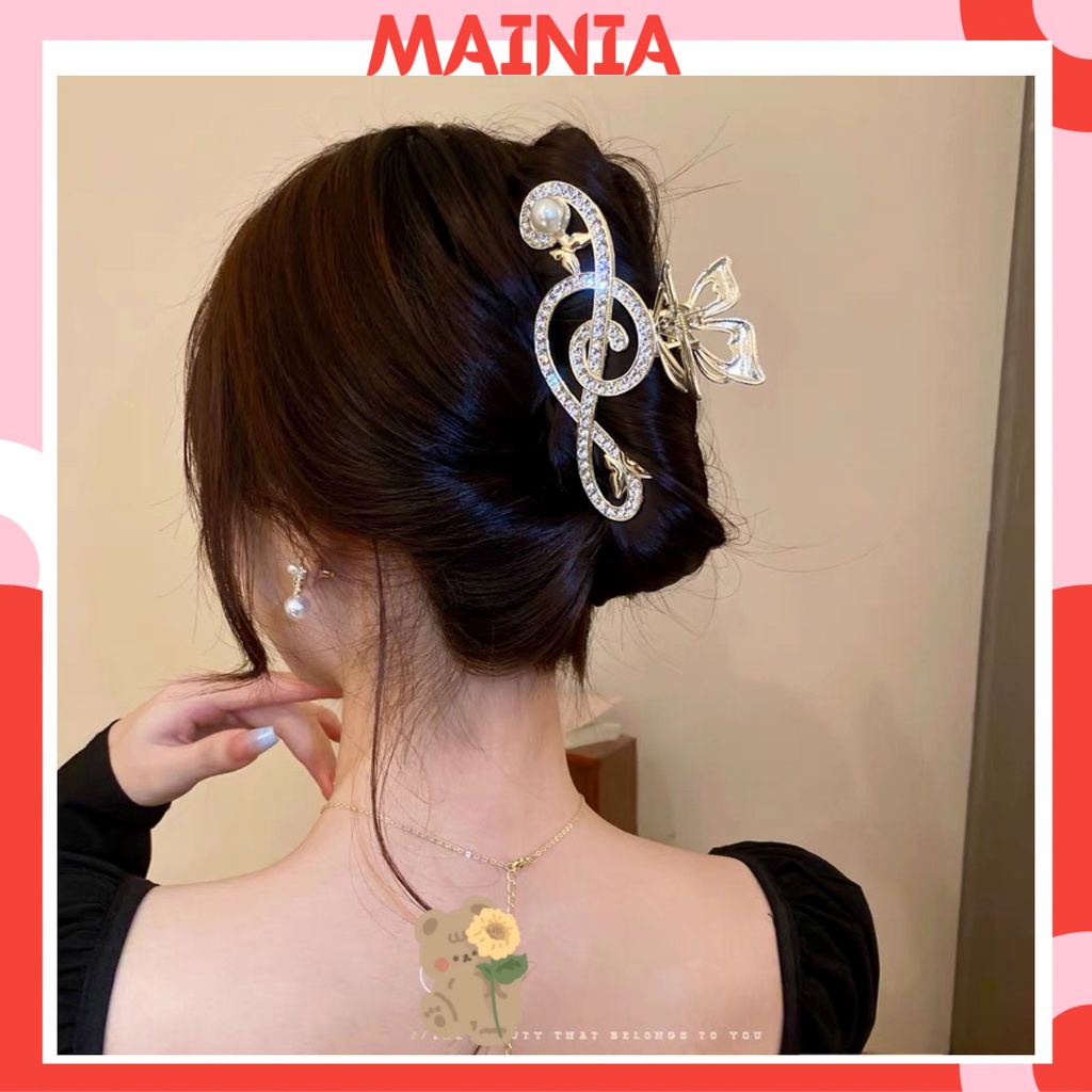 Kẹp Tóc Càng Cua Kim Loại Hàn Quốc Hình Nốt Nhạc Đính Đá Độc Đáo Sang Chảnh Kẹp Tóc Đi Chơi Đi Tiệc Mainia Shop