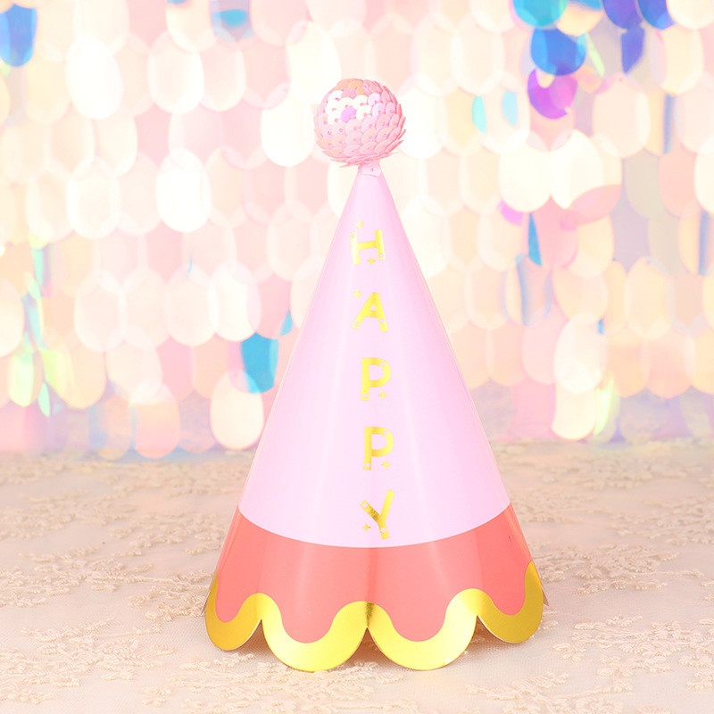 Mũ Giấy Hình Nón Sinh Nhật / Vương Miện / Ngôi Sao / Quả Cầu Lông Màu Đồng DIY Đa Ứng Dụng Cho