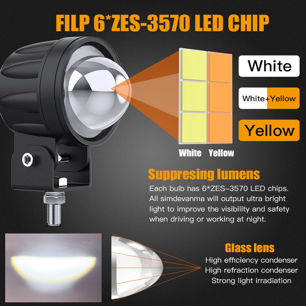1 Cặp Đèn Pha LED 60W Chất Lượng Cao Cho Xe Hơi Xe Máy