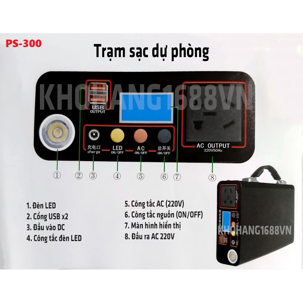 Trạm sạc dự phòng di động 100.000 mAh - Tích hợp ổ cắm 220V xoay chiều tiện dụng