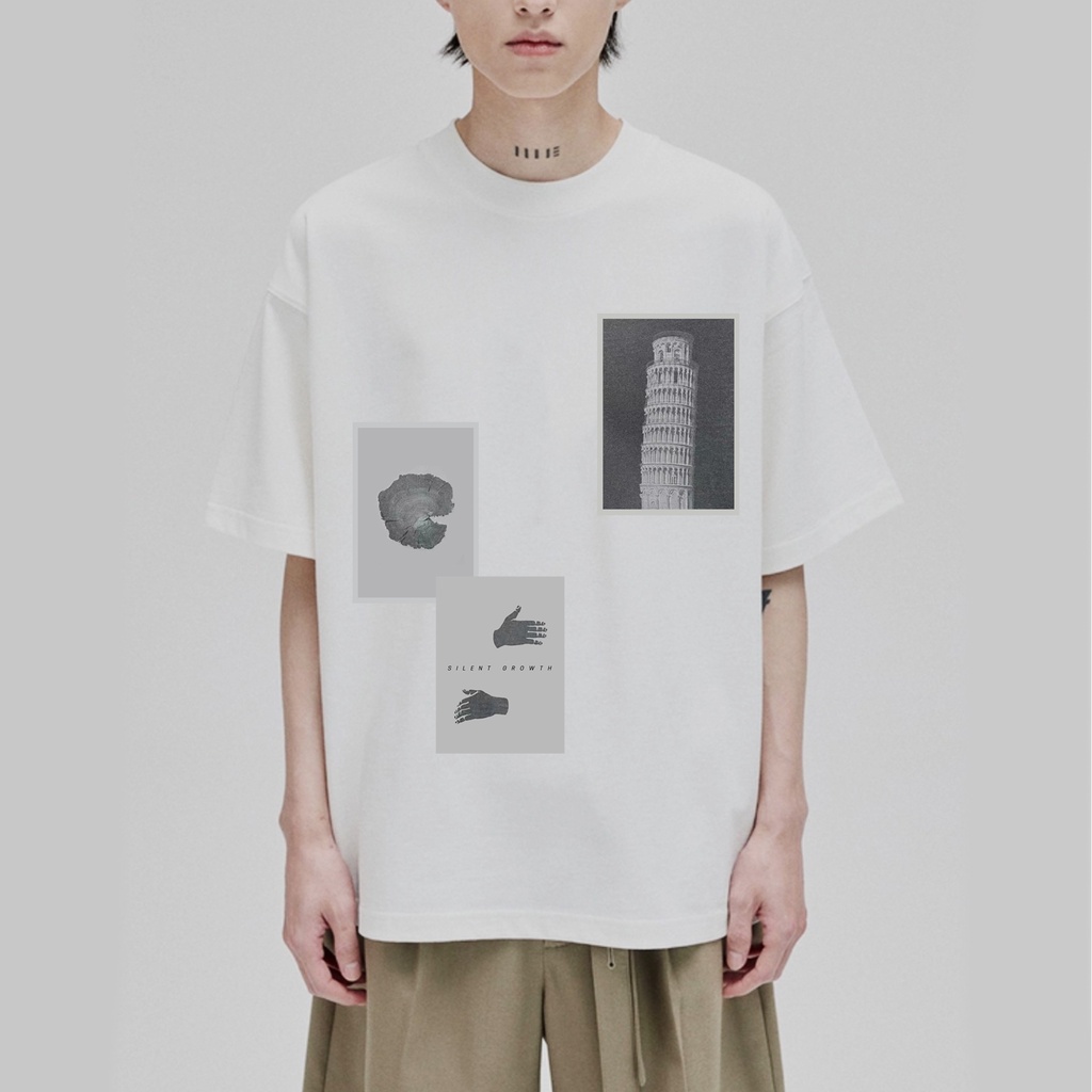 Áo Thun "SILENT GROWTH" Tháp Nghiêng Tay Lỡ Chất 100% Cotton Cao Cấp Form Rộng Unisex Cho Nam Nữ LOHA