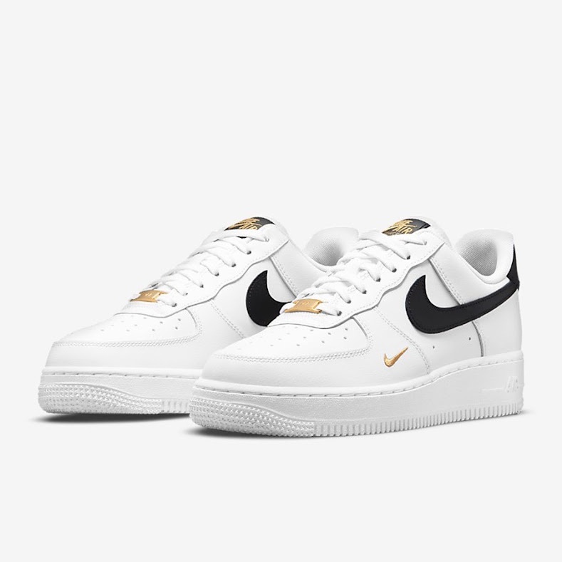 Giày Sneaker air force 1 low trắng vệt đen logo thêu vàng , Giày thể thao af1 07 Essential White Black Gold 2023 Full