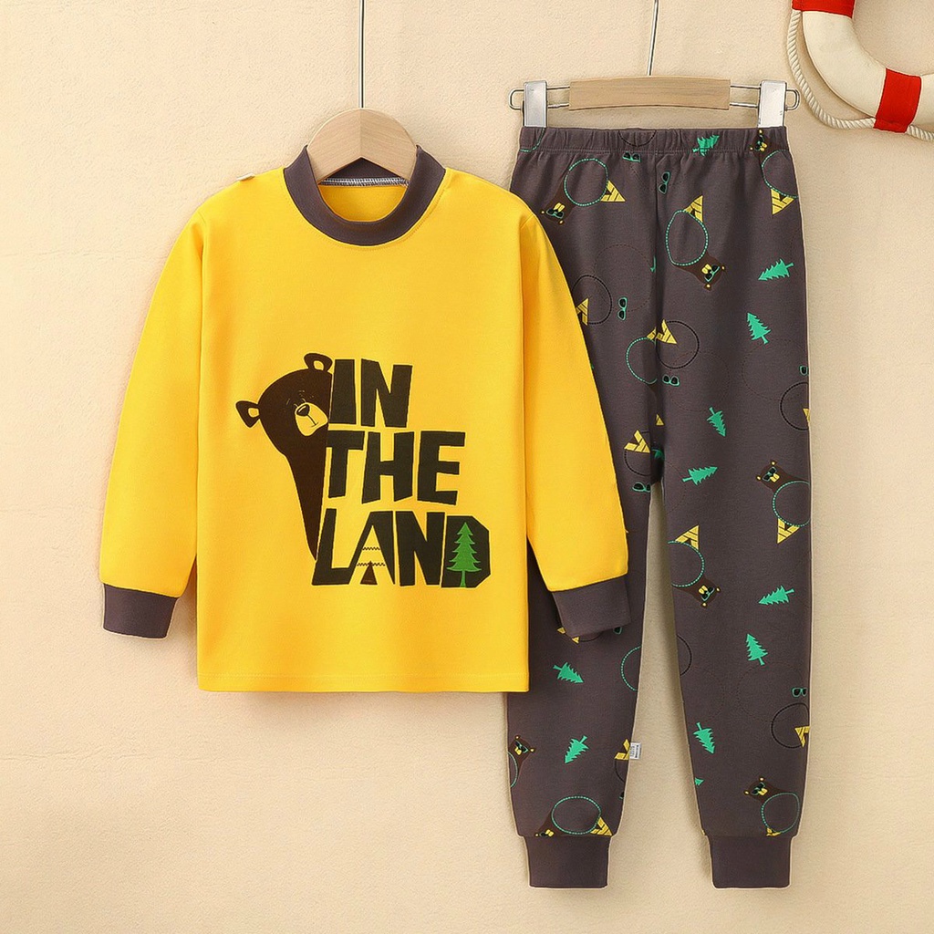 Đồ bộ bé trai dài tay size đại 40kg Bosskids chất thun cotton co giãn kiểu dáng quảng châu BDT2506