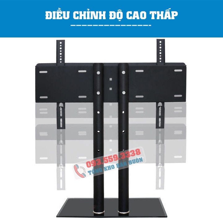 Chân Đế Tivi Đa Năng 40 - 65 Inch DZ65 - Thiết Kế 2 Trụ - Chân Tivi Đặt Bàn Mặt Kính Cường Lực - Sang Trọng - Cao Cấp