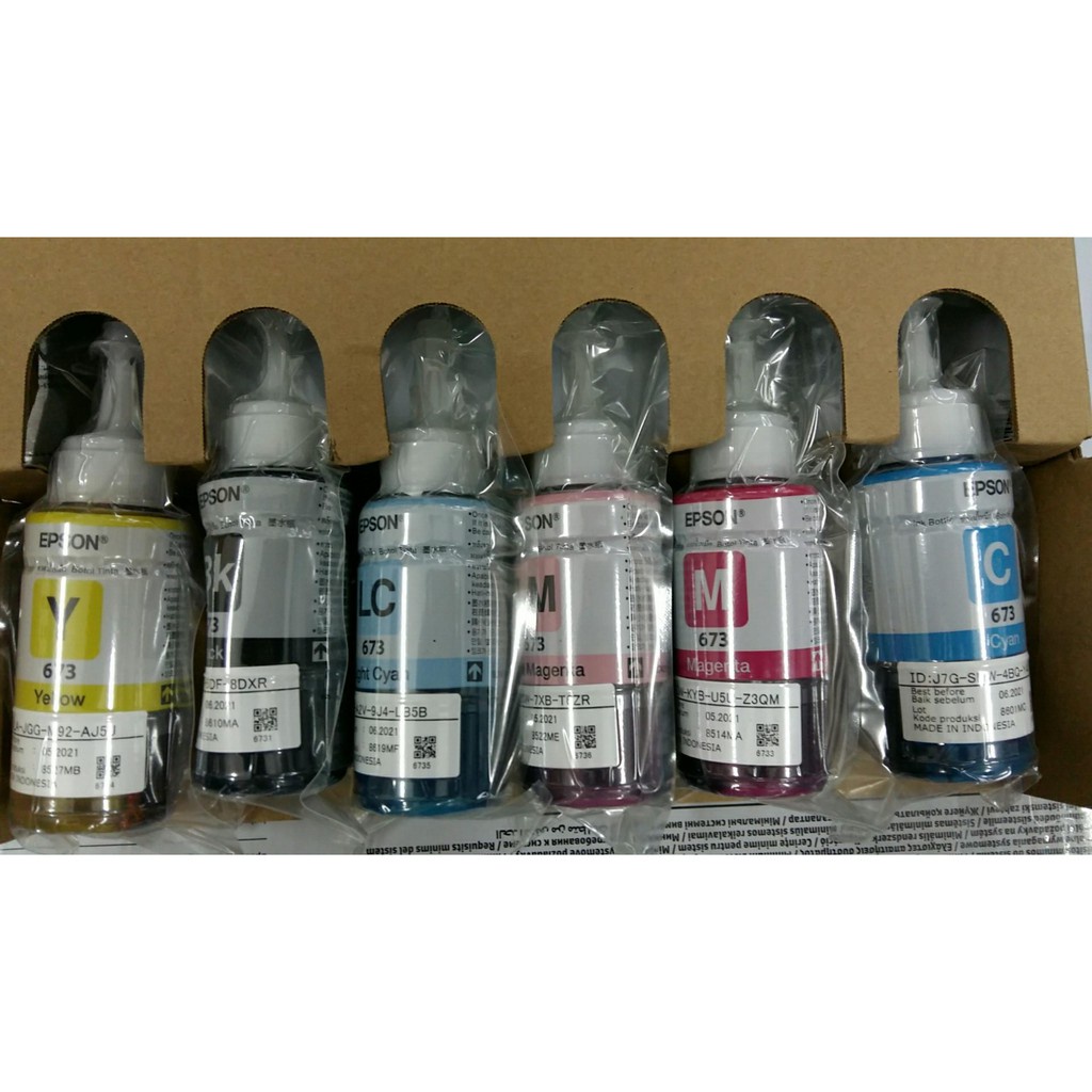 Bộ Mực in 6 màu Epson T673 mực máy in Epson L800 / L810 / L805 / L850 / L1800 nhập khẩu