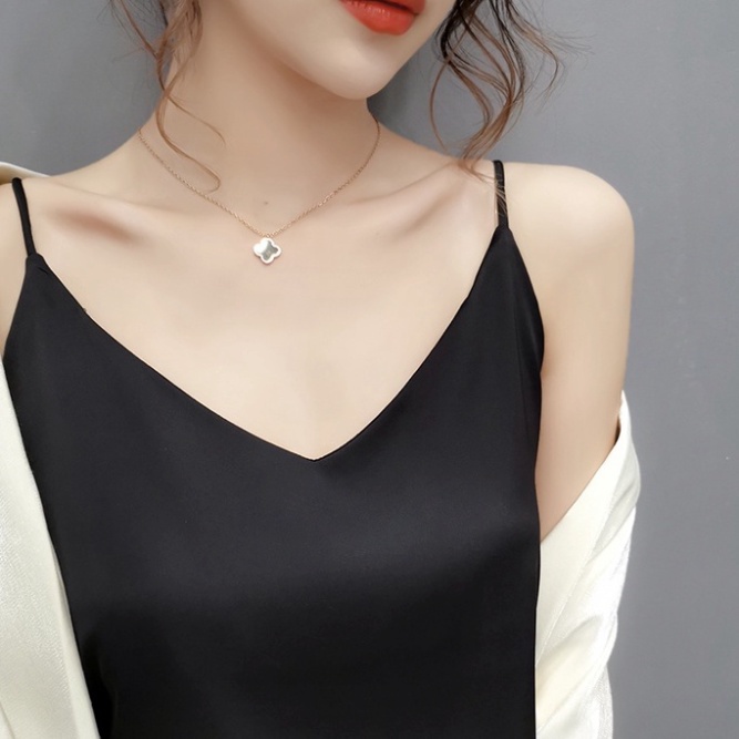 Áo hai dây nữ lụa satin kiểu cổ tim V hàn quốc đẹp dễ thương bigsize JANISA  AK02 | BigBuy360 - bigbuy360.vn