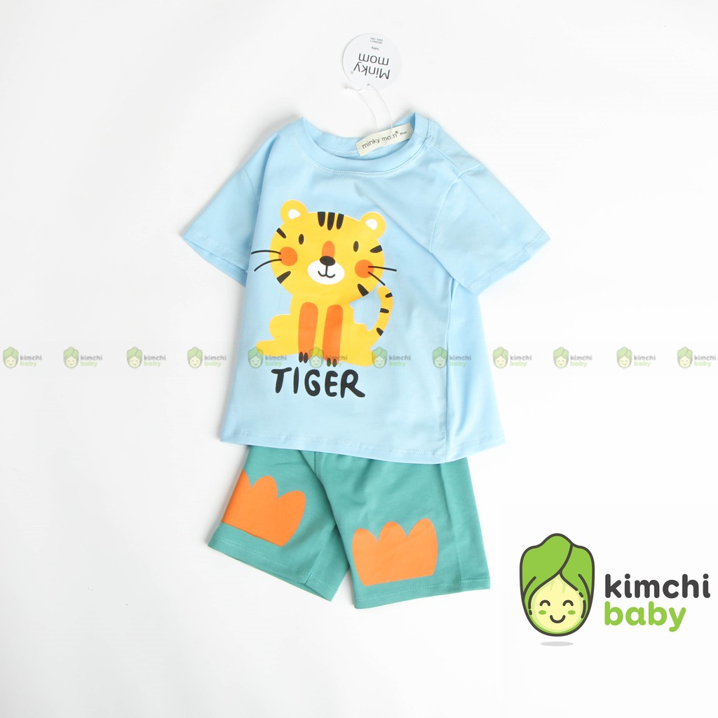 Đồ Bộ Bé Trai, Bé Gái Minky Mom Vải Cotton 100% Họa Tiết Khủng Long Động Vật, Bộ Cộc Tay Cho Bé Quần Áo Trẻ Em MKM2129