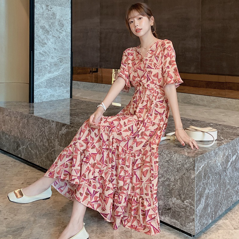 Đầm NRVP tay ngắn thời trang phong cách Pháp thanh lịch cho nữ