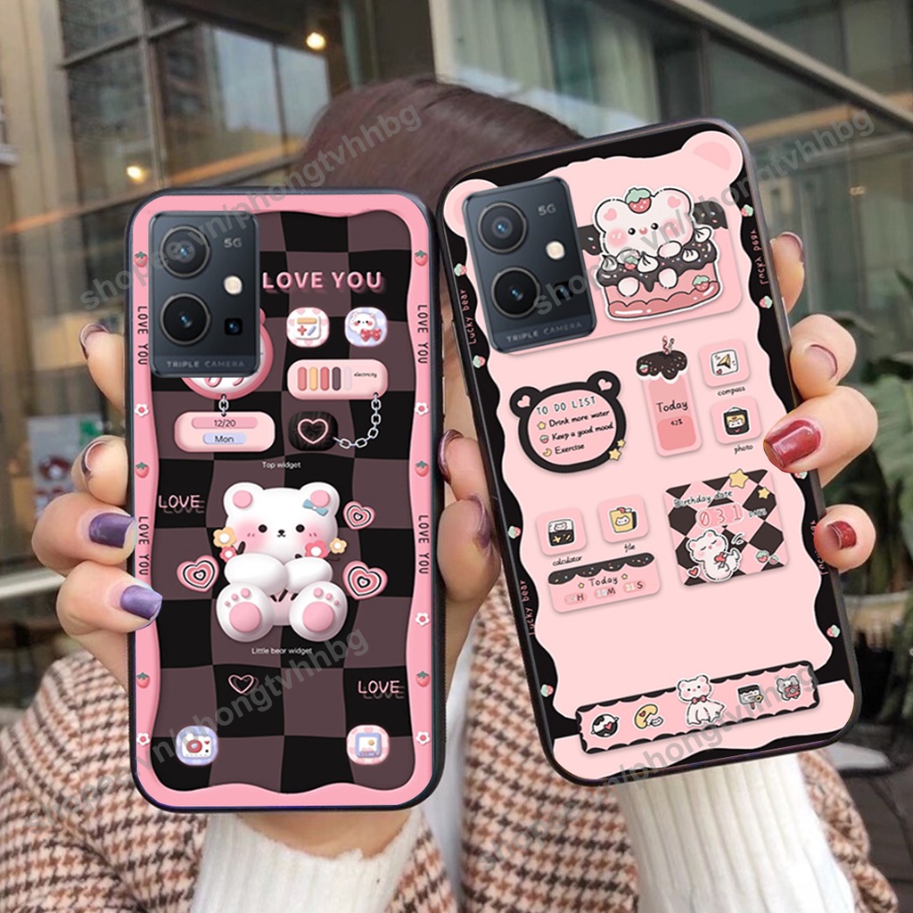 Ốp lưng Vivo Y55 4G - Y55 2022 gấu,thỏ trắng , đồng hồ dễ thương cute cực đẹp