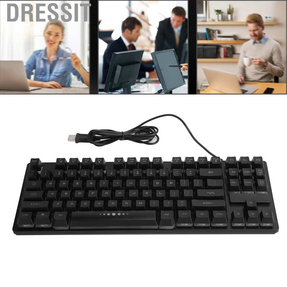 Dressit Mechanical Keyboard 87 Keys Wired USB Backlight Gaming Supplies for Laptop GK‑10