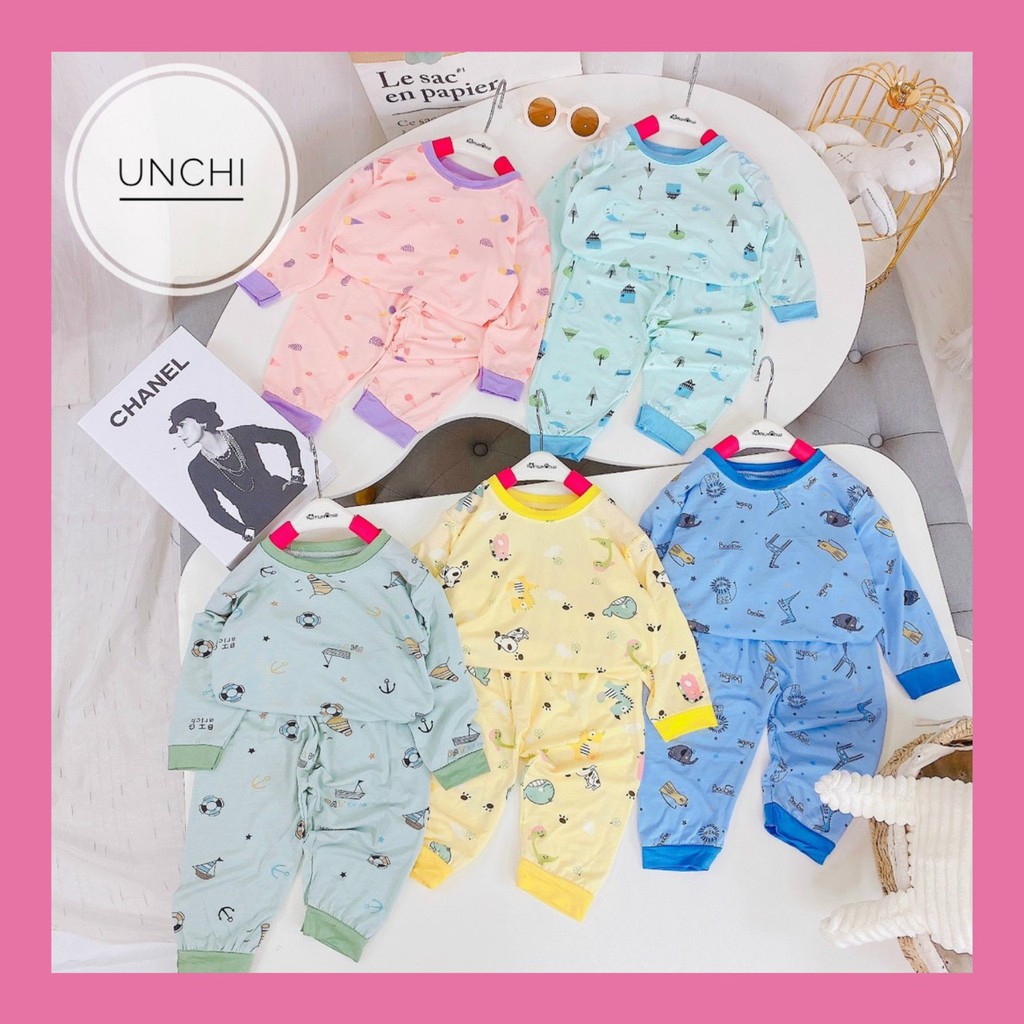 Bộ Dài Tay THUN LẠNH MINKY MOM In Hình Toàn Thân Họa Tiết Cute,Bộ dài tay cho bé trai bé gái từ 5-18kg