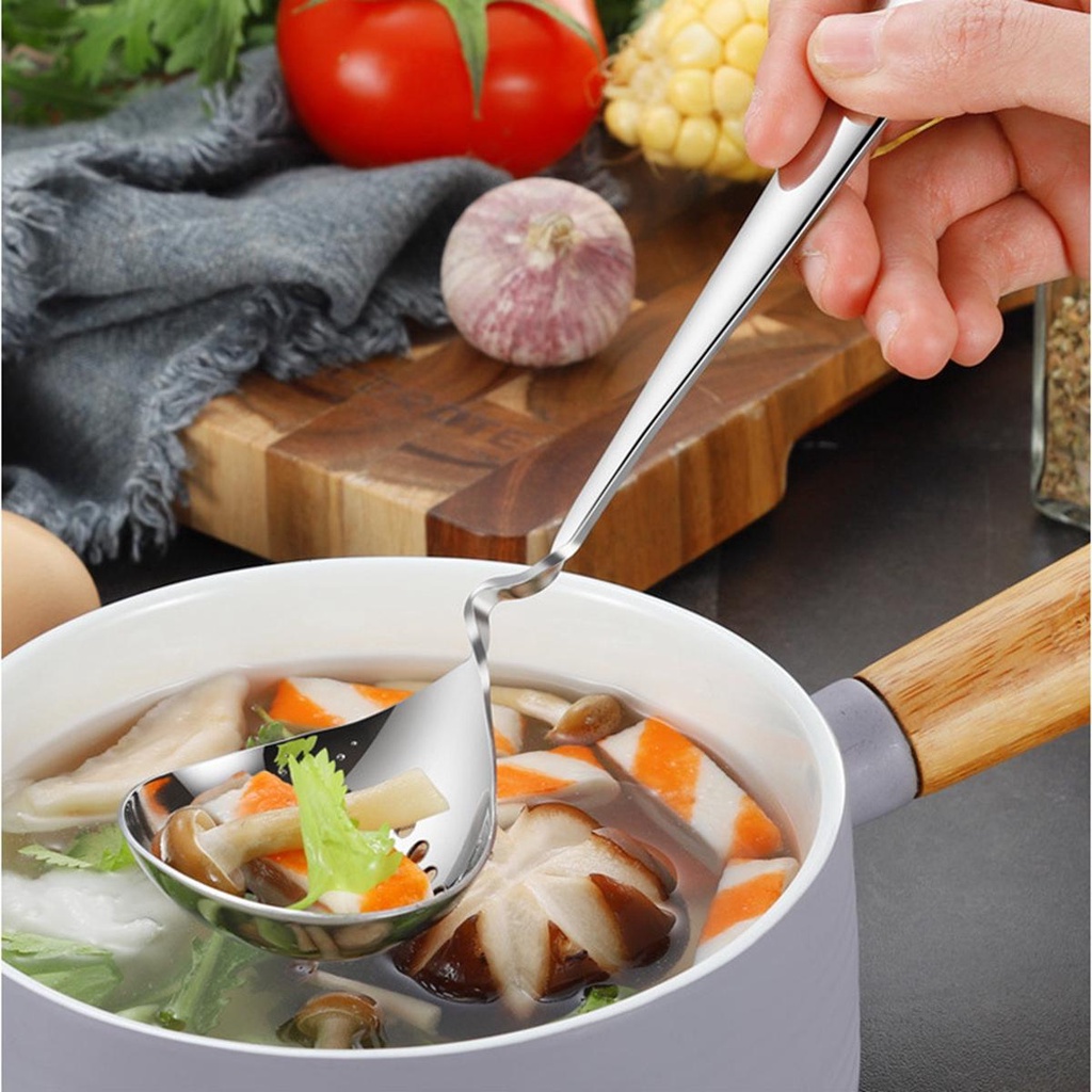 Muỗng Múc Canh Bằng Thép Không Gỉ Thiết Kế Tay Cầm Dài Sáng Tạo