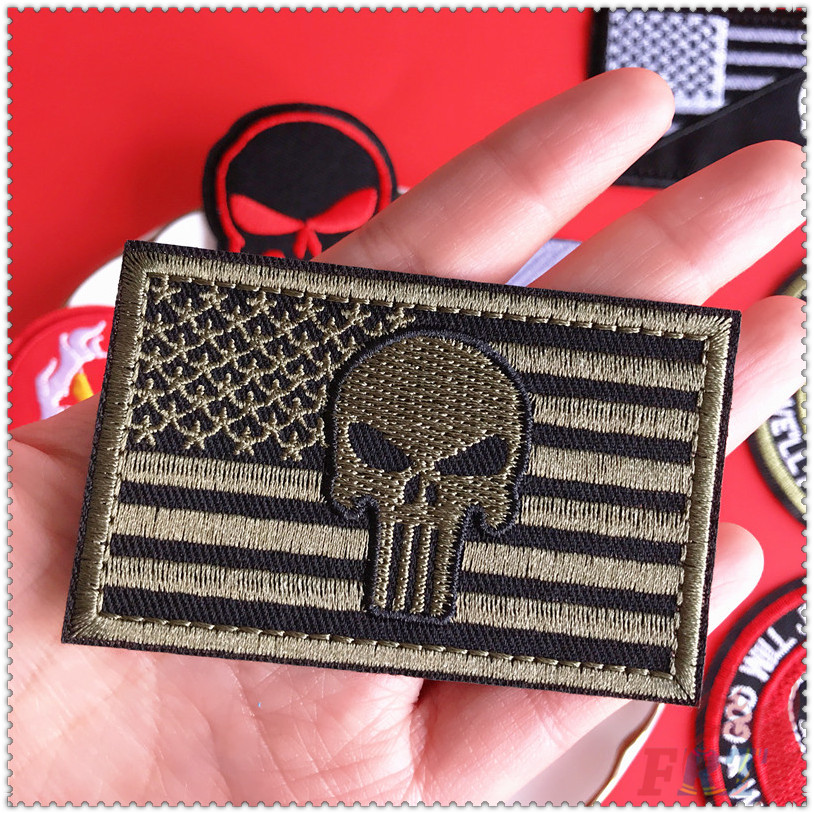 Miếng Vá Vải Dạng Ủi Thêu Trang Trí Đầu Lâu Cá Tính Phong Cách Hip Hop