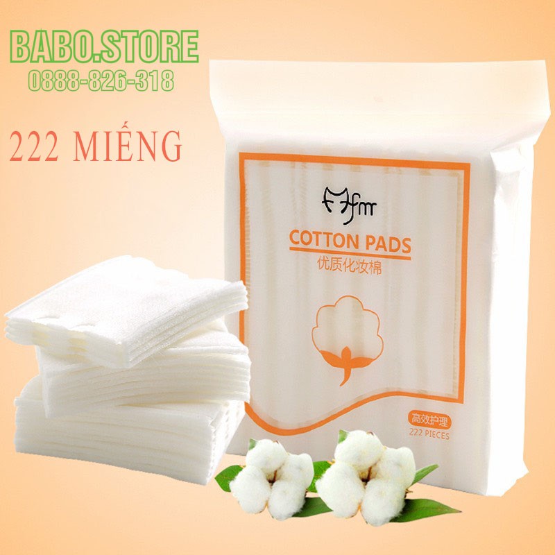 Bông tẩy trang 3 lớp Cotton Pads 222 miếng, dụng cụ trang điểm tiện ích tiện lợi, giá rẻ, bông trang điểm Babo.store