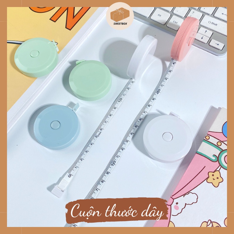 Thước Dây Cuộn Mini Dạng Rút Bỏ Túi Dài 1.5m Tự Động Thu Gọn 4 Màu Pastel
