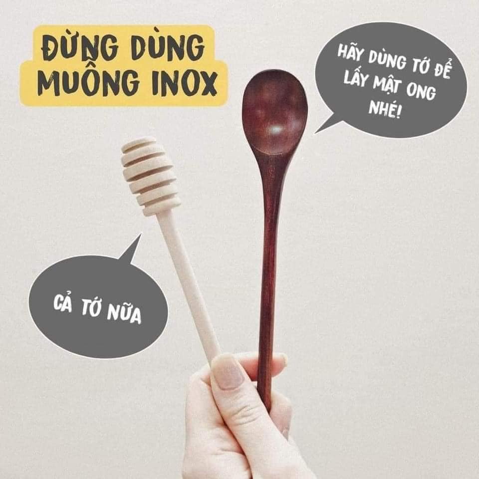 Que khuấy mật ong bằng gỗ