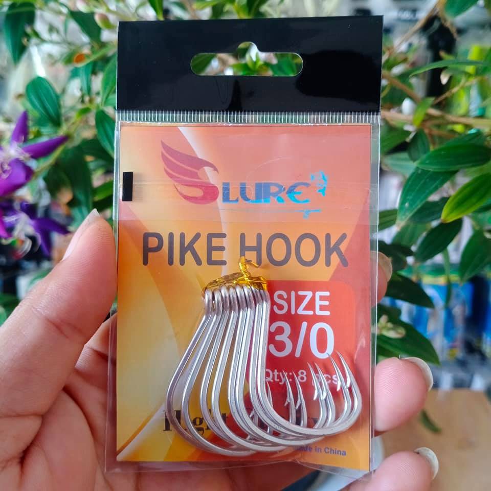 Lưỡi câu cá Pike Hook Slure, lưỡi thép carbon cao, cứng, sắc, chống rỉ cao, lưỡi câu jig, lưỡi câu ngâm