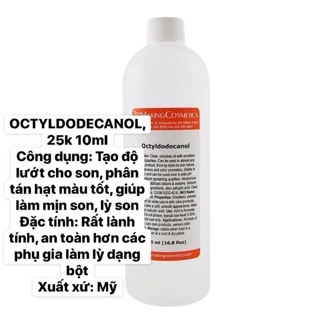 Octyldodecanol dung dịch (octyl) nguyên liệu làm son lì