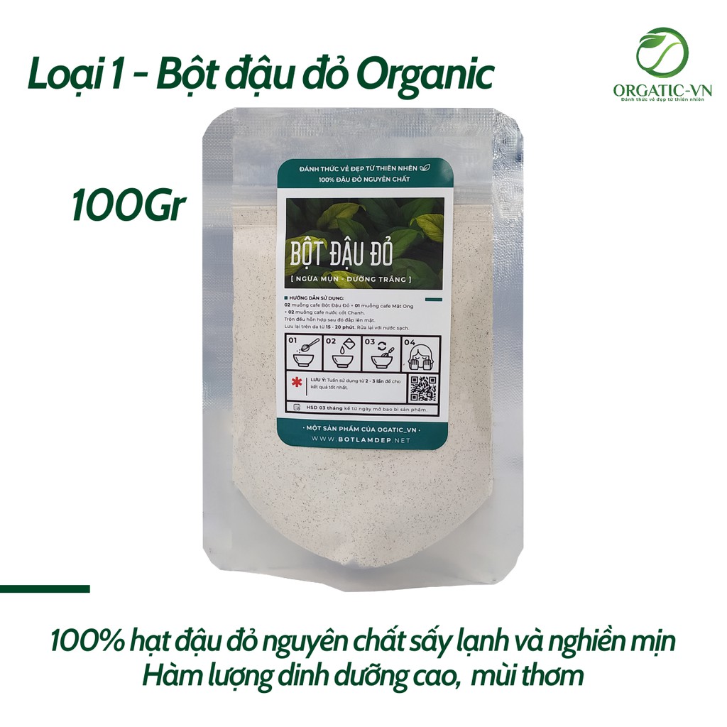 Bột đậu đỏ nguyên chất sạch mịn 100% Organic - Bột handmade - B1.003