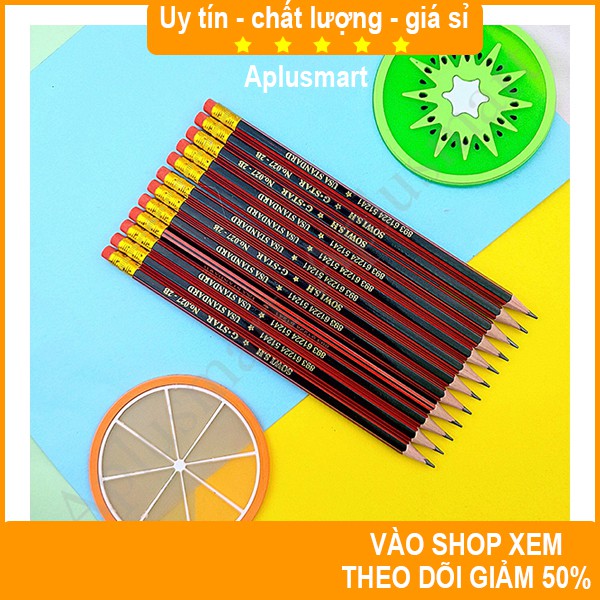 Hộp bút chì 2B Gstar 12 cây chất lượng tốt tặng kèm 1 đồ chuốt viết chì siêu tiện lợi ✏️✔️ FREESHIP 🚍 - A Plus Mart