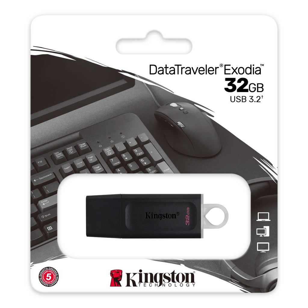 USB 3.2 Kingston DataTraveler Exodia DTX 32Gb DTX/32GB thời trang với nắp bảo vệ và móc khóa màu sắc - BEN