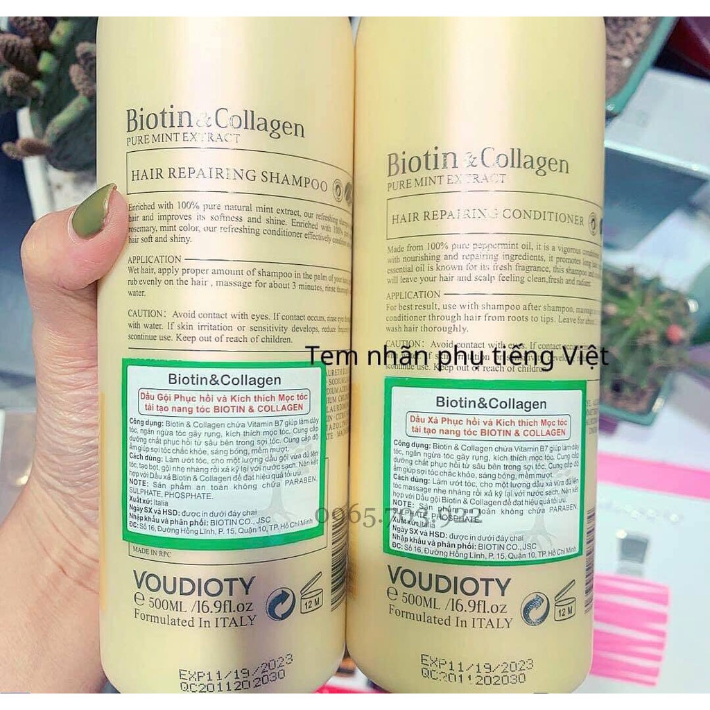 [ Biotin - Chính Hãng ] CặGội Xả Biotin & Collagen VOUDIOTY 2020 Phục Hồi Tóc Hư Tổn 500 - 1000ml