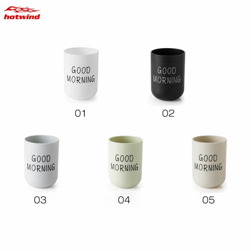HW Simple Nordic Style Travel Portable Washing Cup Good Morning Couple Cup Plastic Toothbrush Cup