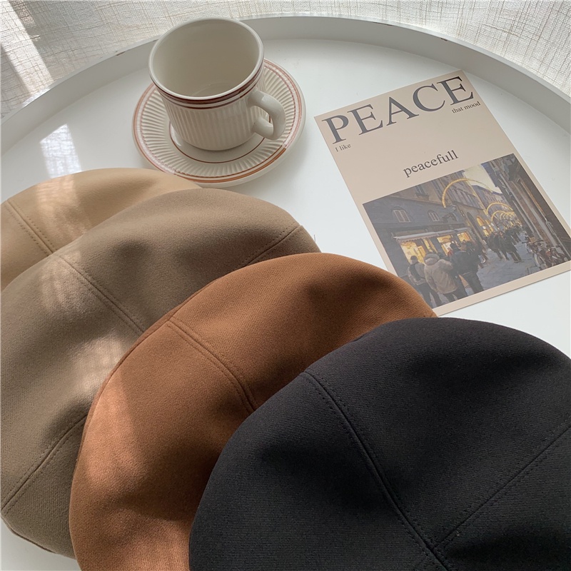 Mũ Nồi Len Màu Đen Thời Trang Thu Đông Hàn Quốc Cho Nữ